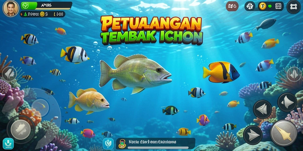 Tampilan utama gameplay Tembak Ikan yang penuh warna dan seru.