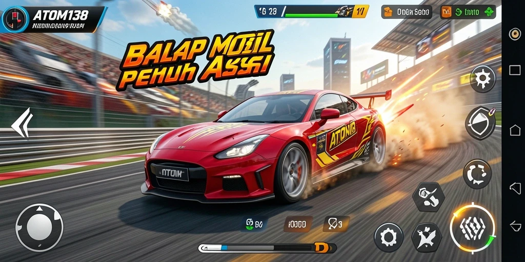 Tampilan gameplay seru di lintasan balap ATOM138.