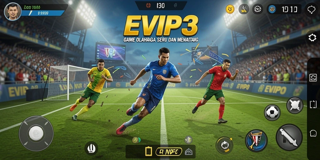 Screenshot gameplay EVIP3 dengan aksi olahraga yang seru.