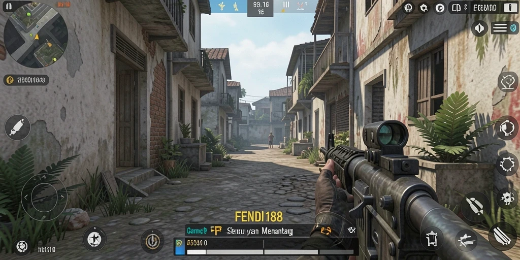 Tampilan menarik dari gameplay FPS yang seru di FENDI188.