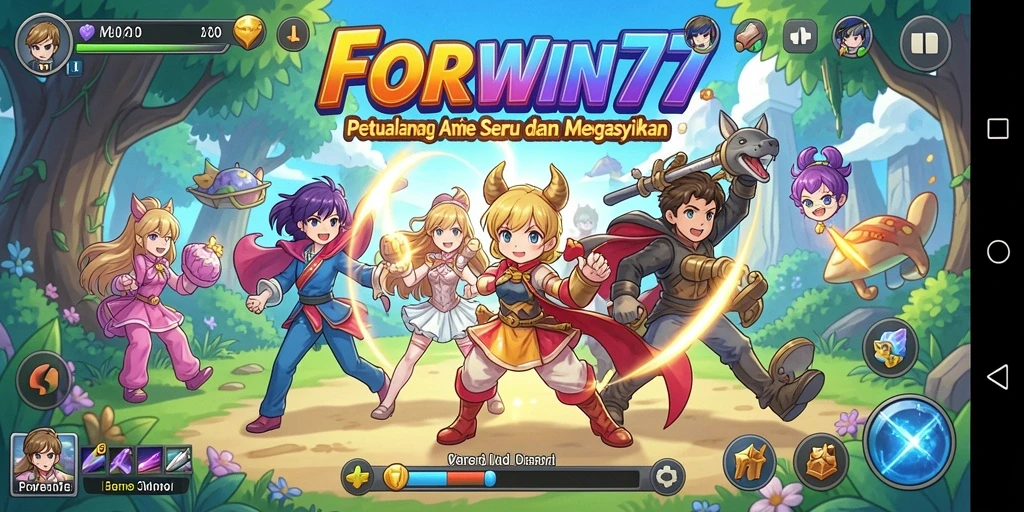 Tangkapan layar gameplay menampilkan aksi seru dalam FORWIN77.