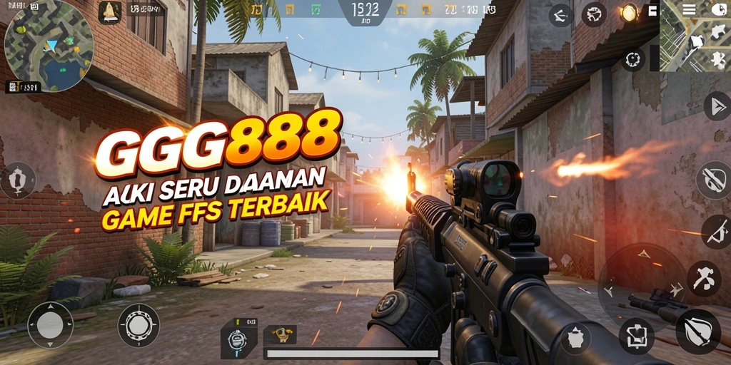 Screenshot GGG888 menampilkan aksi seru gameplay FPS yang mendebarkan.
