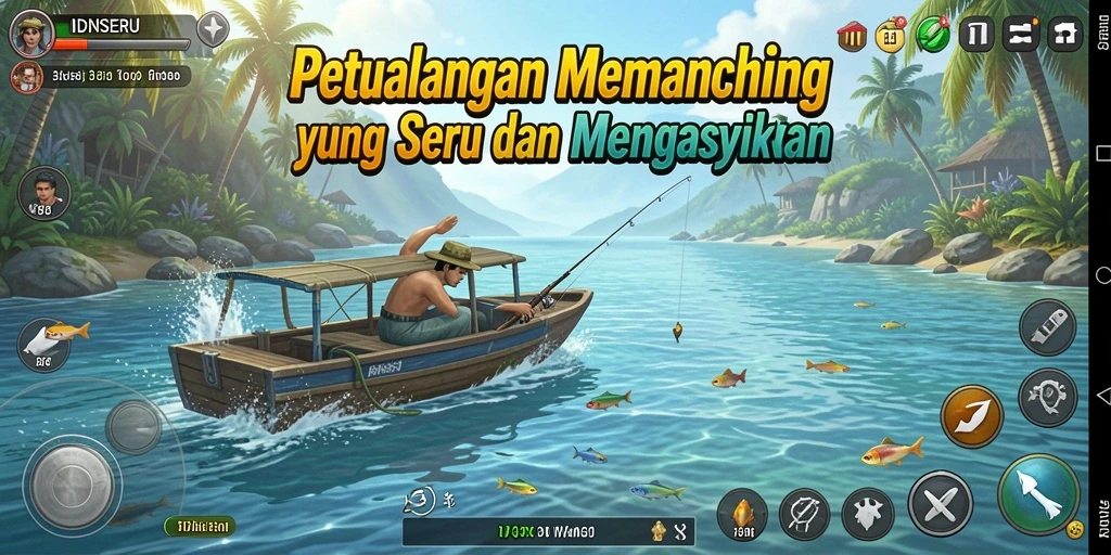Tampilan gameplay <strong>IDNSERU</strong> yang mendebarkan saat memancing ikan.