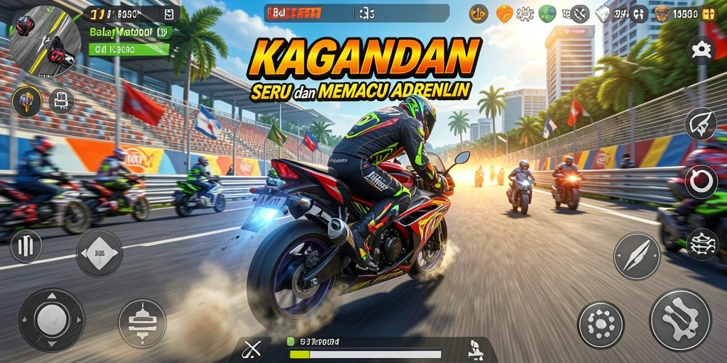Tangkapan layar KAGANDAN dengan aksi balap motor yang mendebarkan.