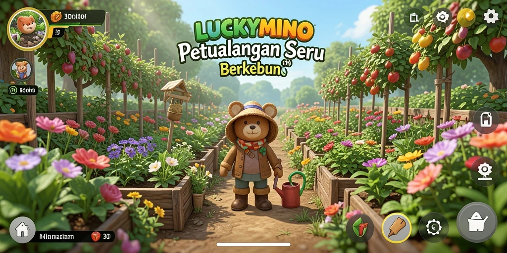 Gambaran gameplay seru pertanian di LUCKYMINO