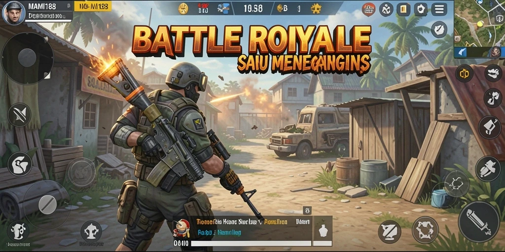 Tampilan gameplay MAMI188 yang seru dan mendebarkan dalam mode Battle Royale.
