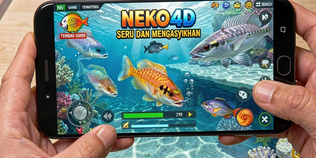 Screenshot gameplay NEKO4D menunjukkan aksi menembak ikan yang seru.
