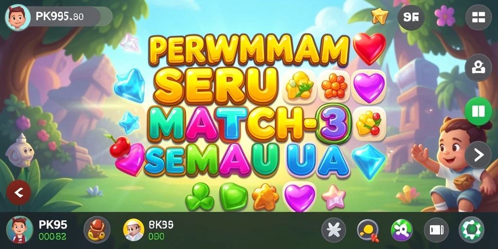 Gambaran menarik dari gameplay seru PK95 dengan tantangan Match-3.