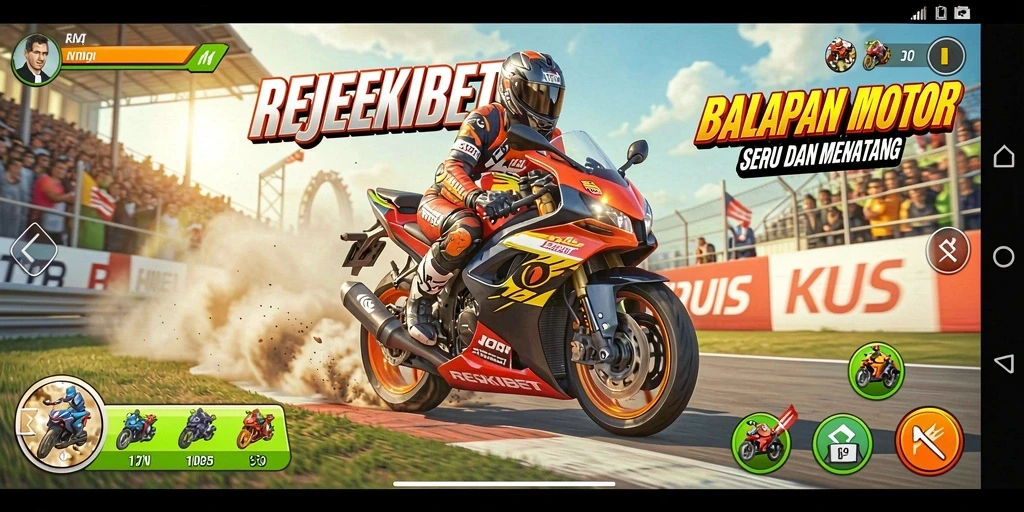 Tampilan menarik dari gameplay balapan Motor Racing yang mendebarkan.