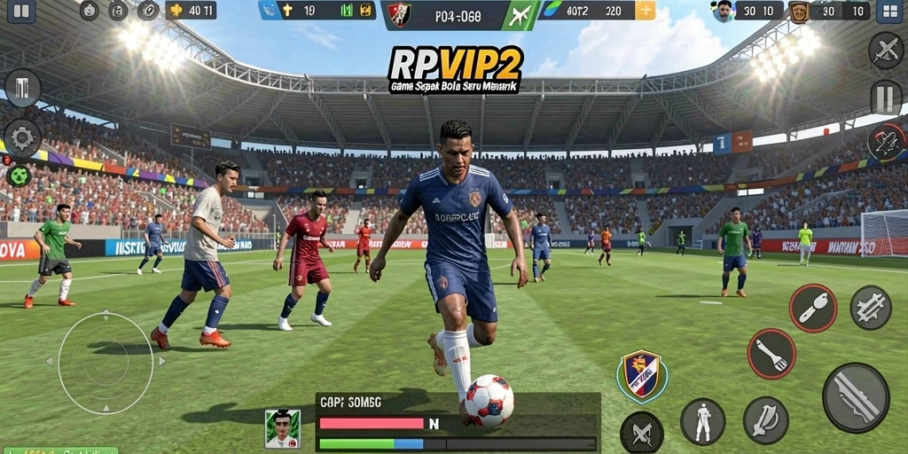 Tampilan gameplay RPVIP2 yang menegangkan dalam pertandingan sepak bola.