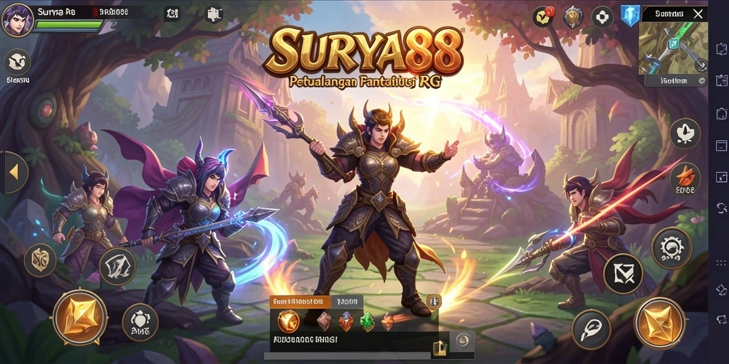 Screenshot SURYA88 menampilkan pertarungan epik dan grafik yang memukau.