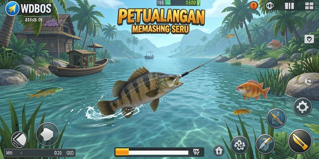 Tangkapan ikan yang memukau dalam WDBOS, menampilkan gameplay memancing.